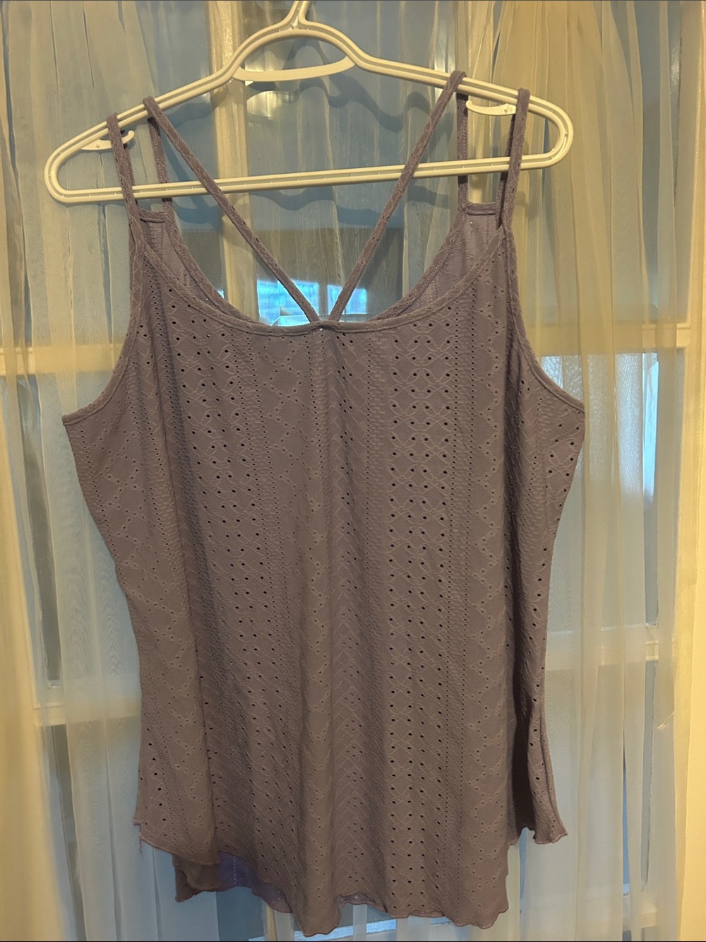 SHEIN Lavender Eyelet Knit Strappy Cami